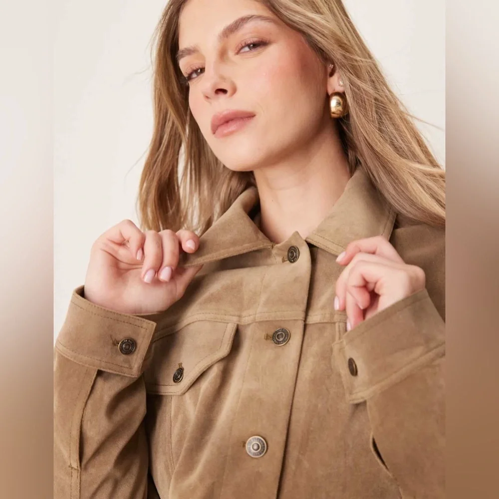 Free People Night Ranch faux suede jacket in antique bronze Xsmall